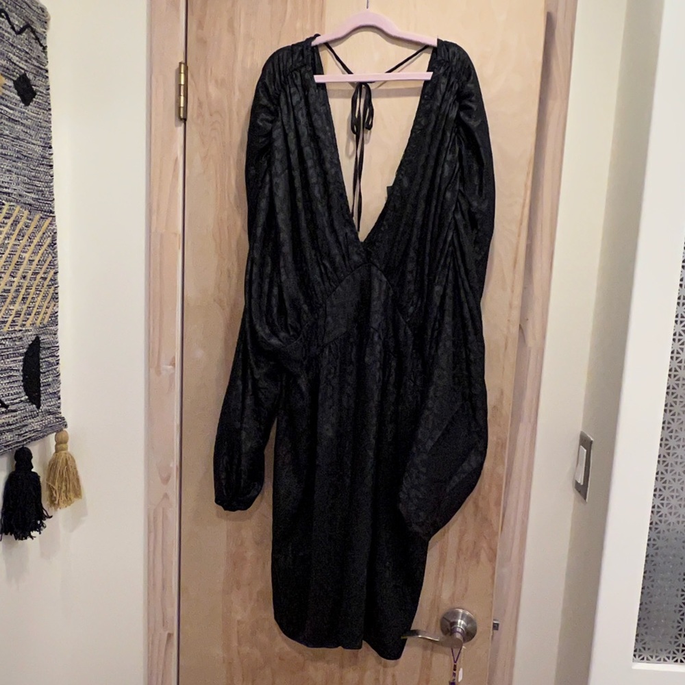 Black leopard print shiny dress